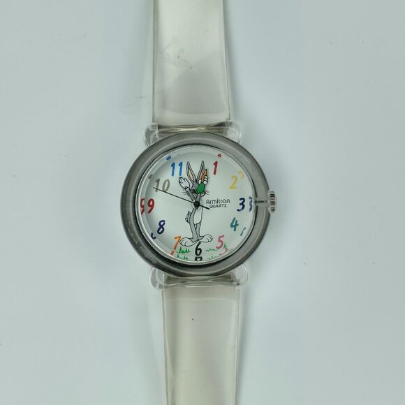 Bugs Bunny Watch Armitron 30mm Transparent Acrylic 1993 Warner Bros Rare Vintage - Picture 1 of 11